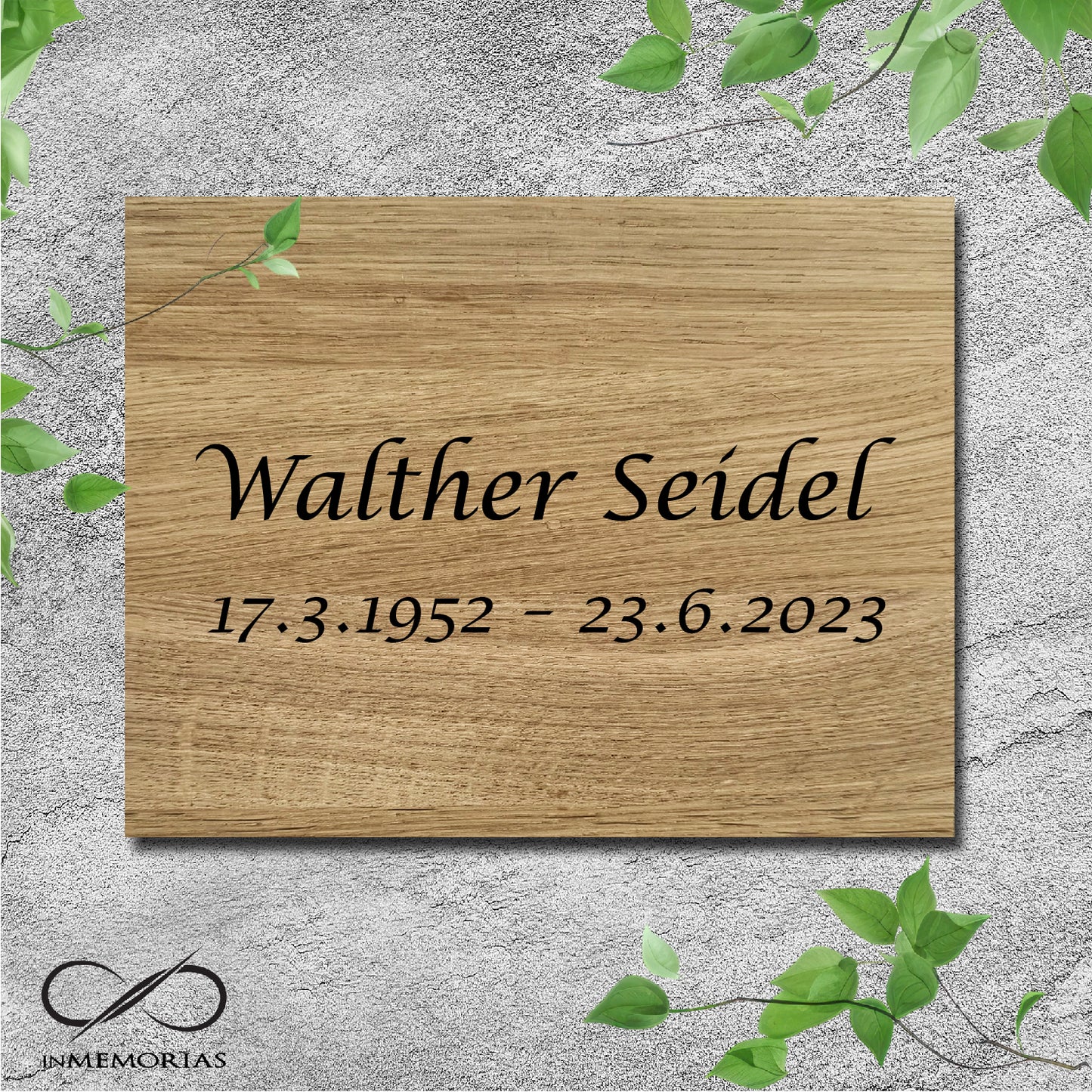 Gedenkplatte, Grabplatte, Schriftplatte aus massiver Eiche 001
