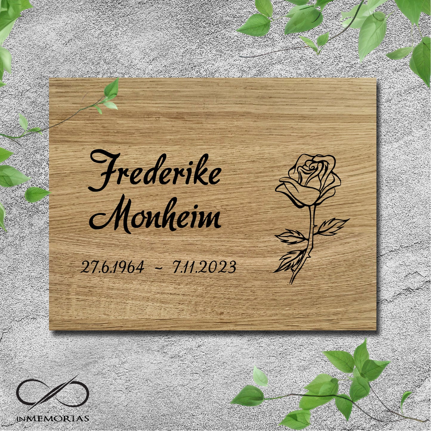 Gedenkplatte, Grabplatte, Schriftplatte aus massiver Eiche 062