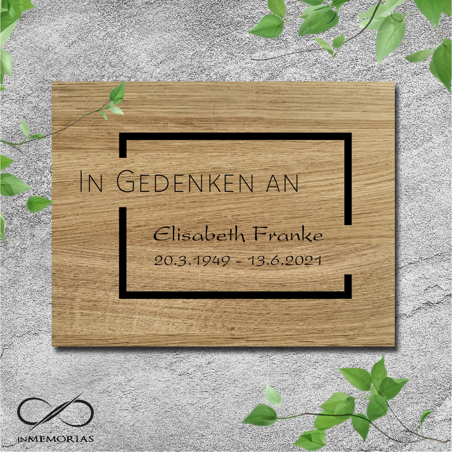 Gedenkplatte, Grabplatte, Schriftplatte aus massiver Eiche 068