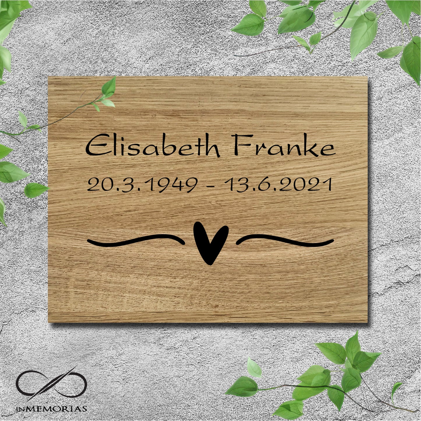 Gedenkplatte, Grabplatte, Schriftplatte aus massiver Eiche 072