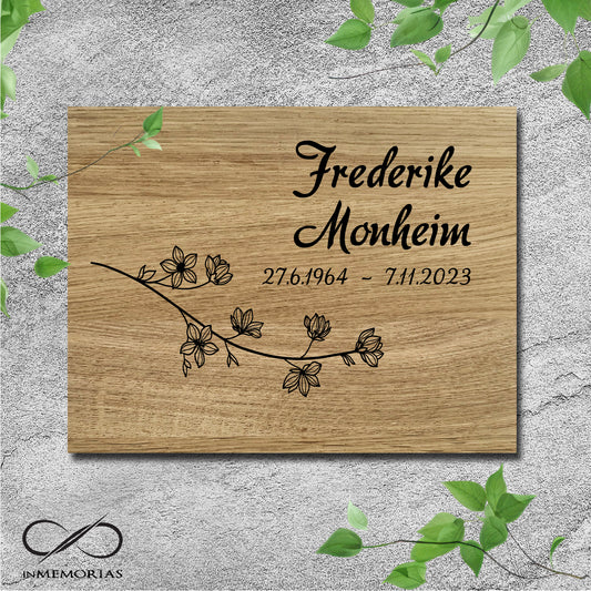 Gedenkplatte, Grabplatte, Schriftplatte aus massiver Eiche 017