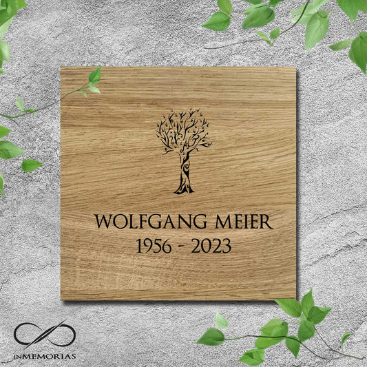 Gedenkplatte, Grabplatte, Schriftplatte aus massiver Eiche 027