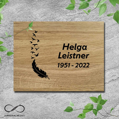 Gedenkplatte, Grabplatte, Schriftplatte aus massiver Eiche 032