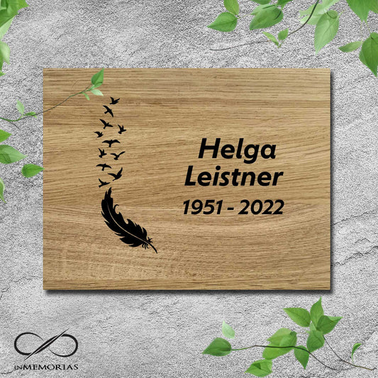 Gedenkplatte, Grabplatte, Schriftplatte aus massiver Eiche 032
