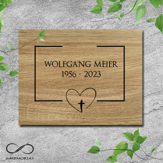 Gedenkplatte, Grabplatte, Schriftplatte aus massiver Eiche 050