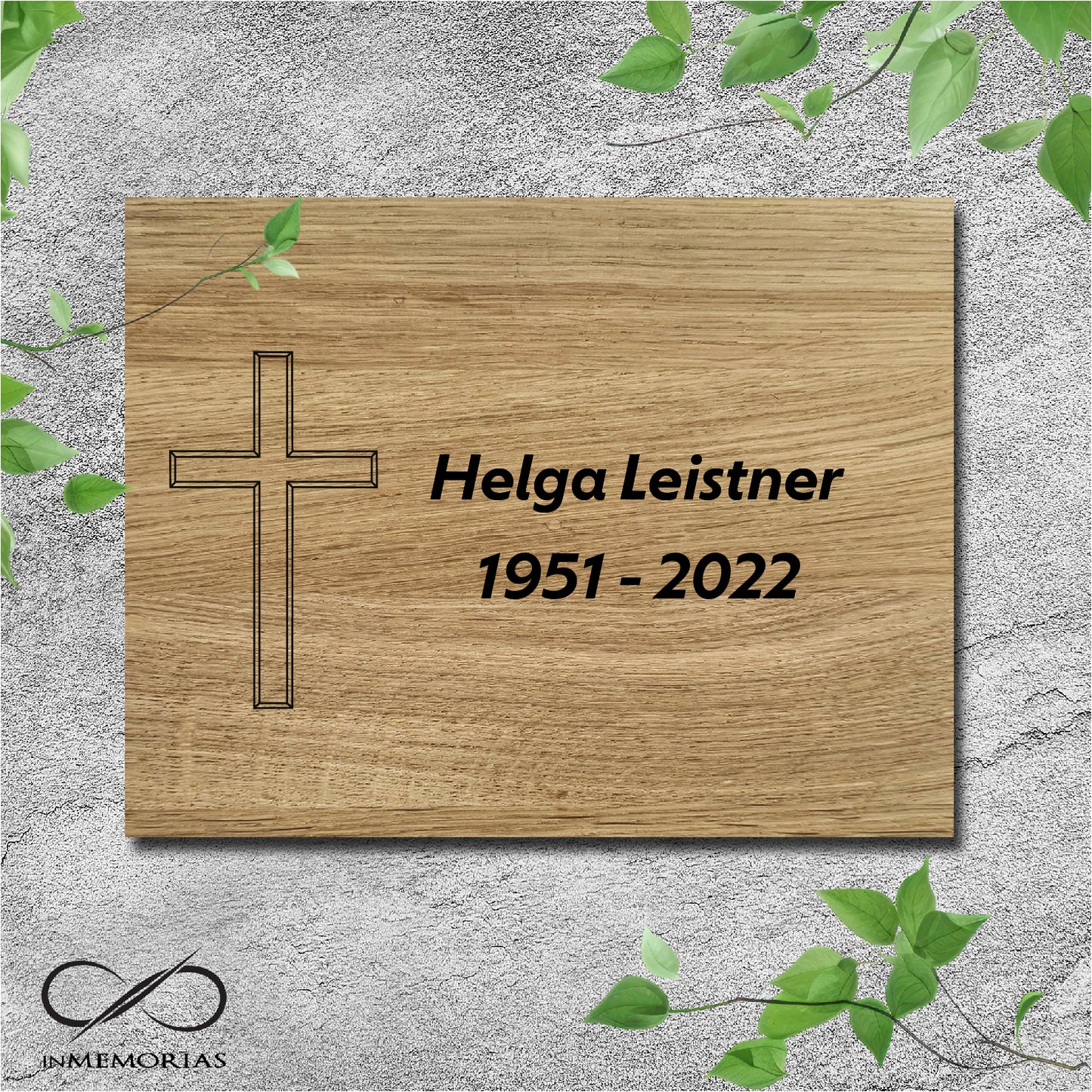 Gedenkplatte, Grabplatte, Schriftplatte aus massiver Eiche 055