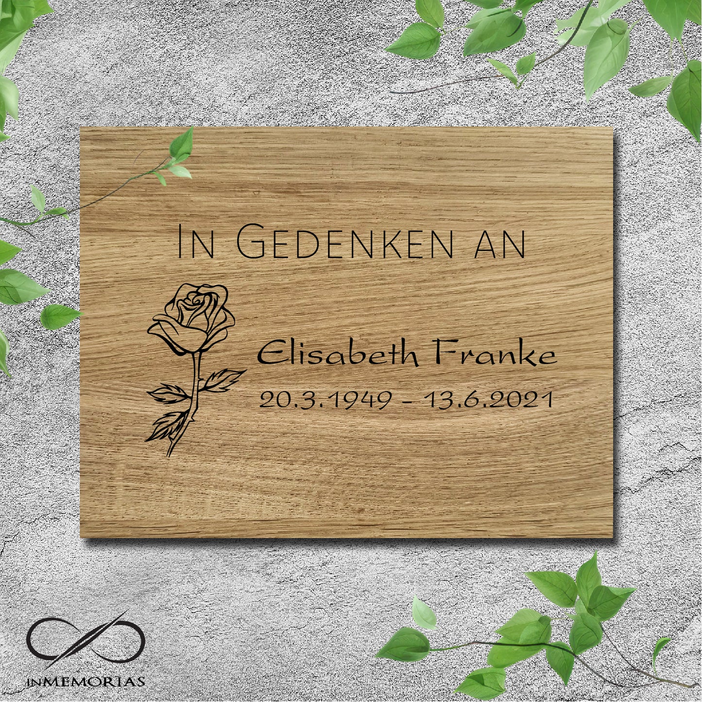Gedenkplatte, Grabplatte, Schriftplatte aus massiver Eiche 057
