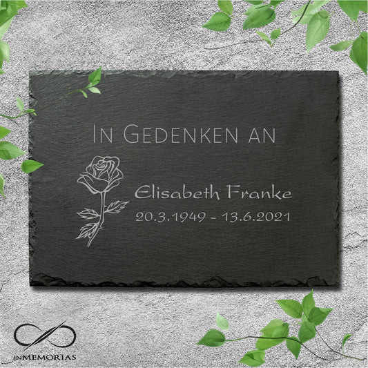 Gedenkstein, Liegeplatte, Schieferplatte für Grab und Urnengrab 057