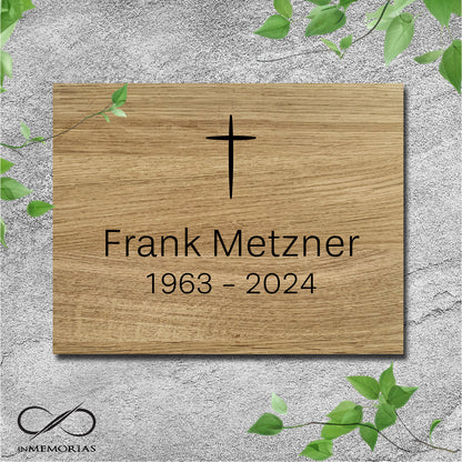 Gedenkplatte, Grabplatte, Schriftplatte aus massiver Eiche 066