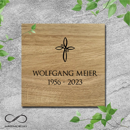 Gedenkplatte, Grabplatte, Schriftplatte aus massiver Eiche 071