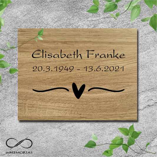 Gedenkplatte, Grabplatte, Schriftplatte aus massiver Eiche 072