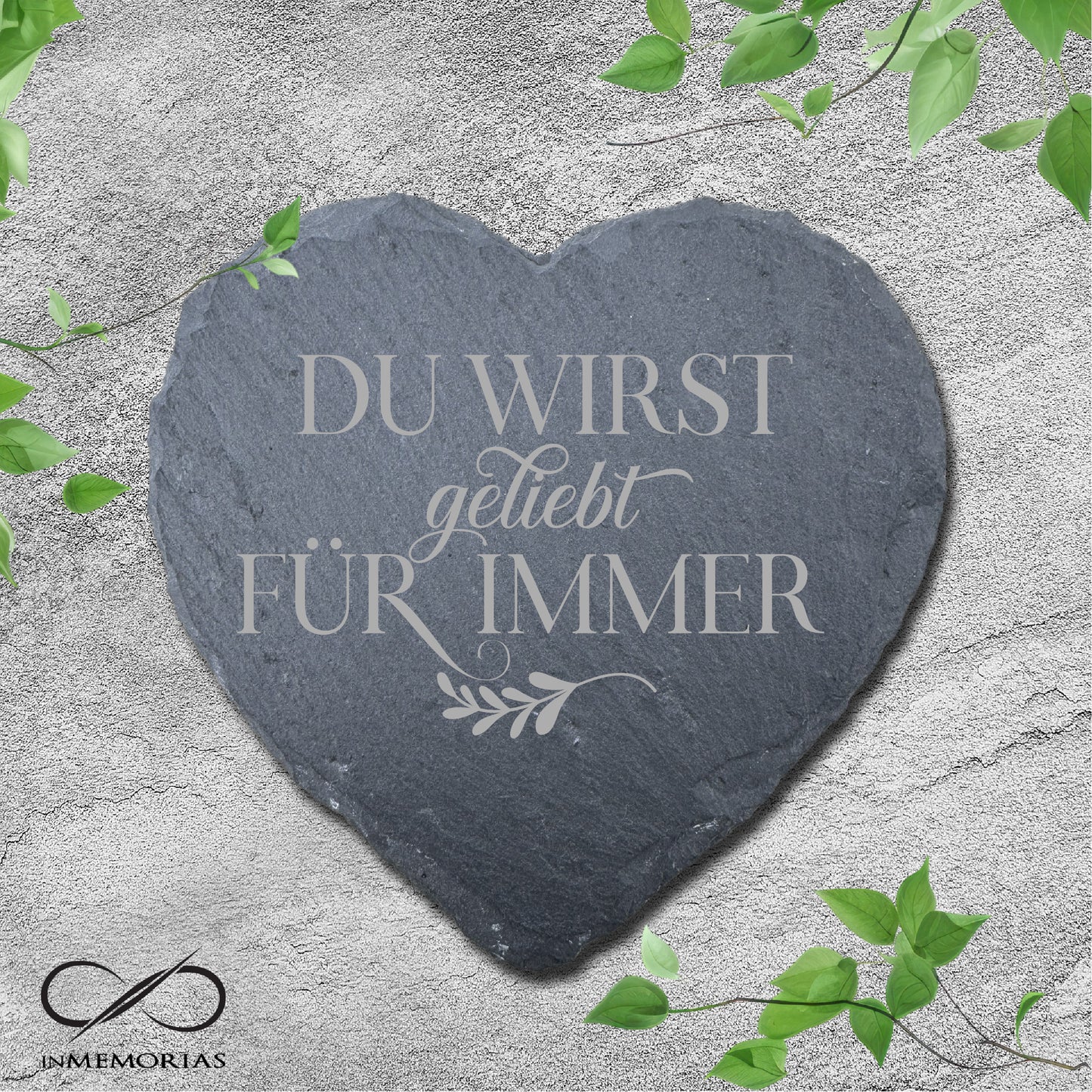 Dekostein, Herz, Andenken, Widmung, Schieferplatte DS7