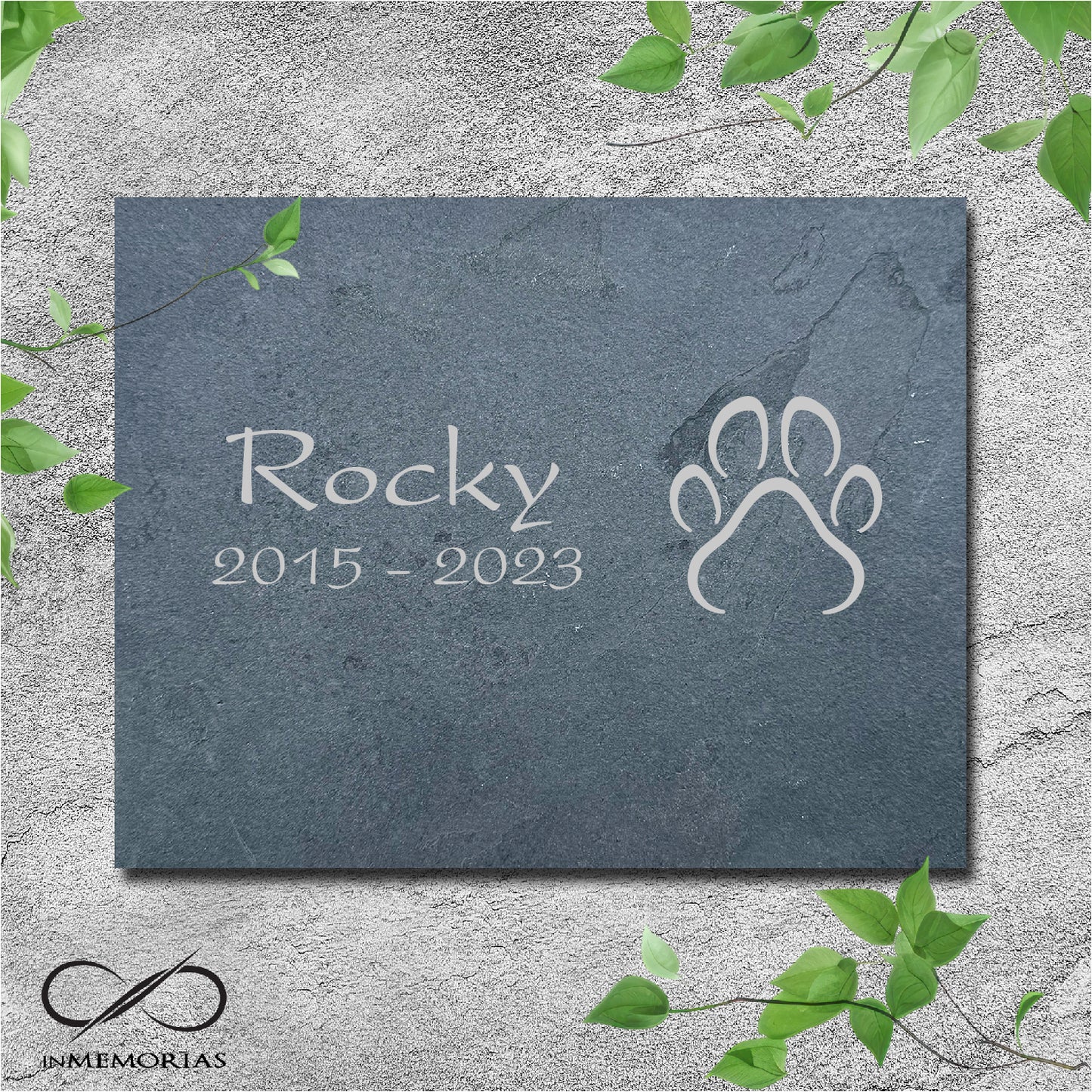 Tiergrabstein aus Schiefer mit geschliffenen Kanten 22